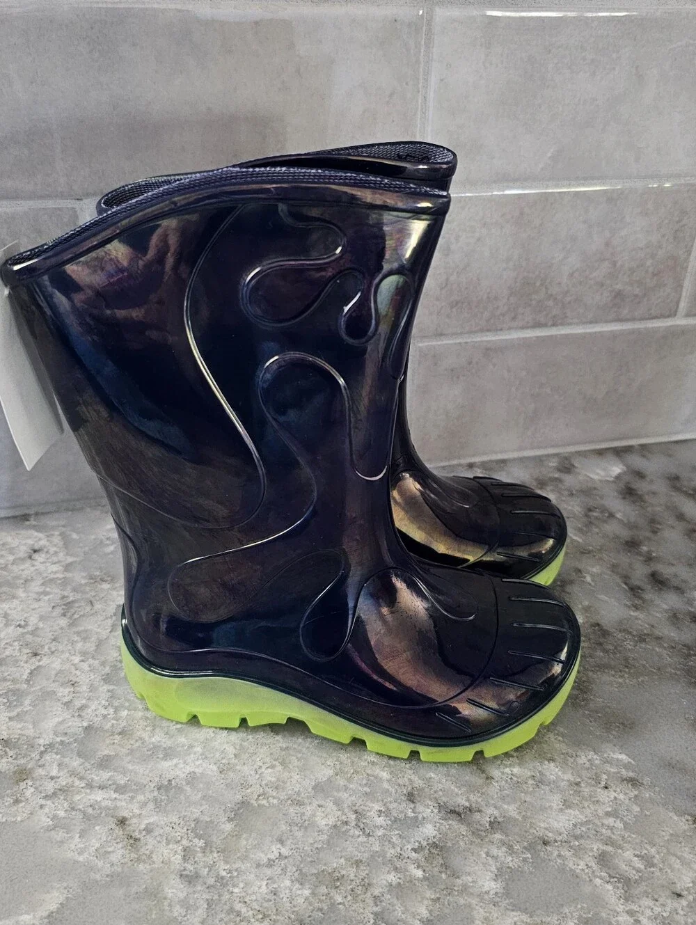 Skeeper Toddler Boys Rain Boots Size 9 Navy Blue Iridescent Flame Kmart